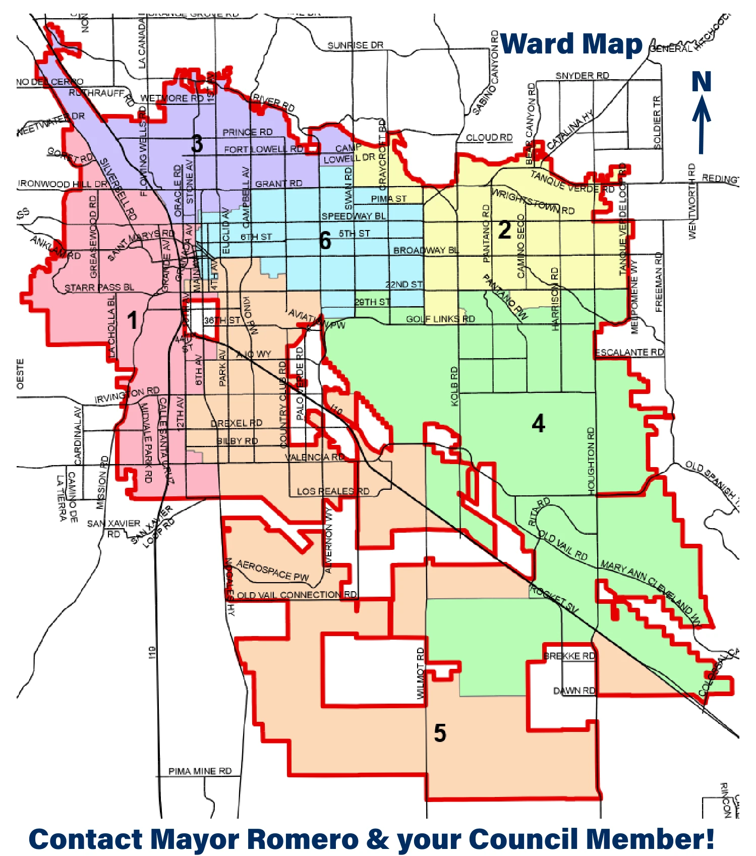 Tucson City Council Ward Map